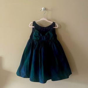 JANIE & JACK navy & green velvet/plaid dress